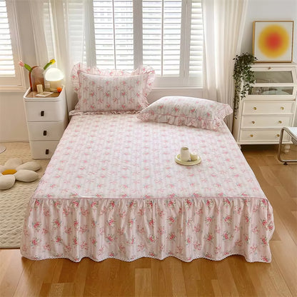 Dainty Swan Pure Cotton Bedsheet with Bed Skirt