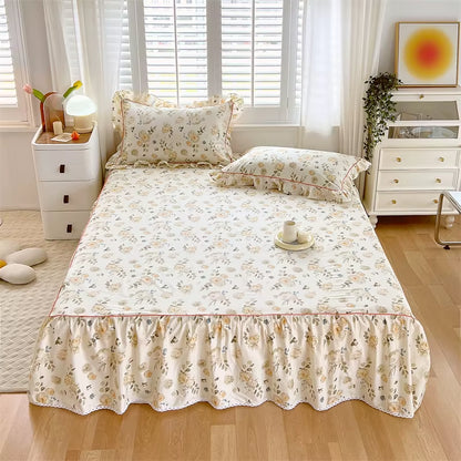 Dainty Swan Pure Cotton Bedsheet with Bed Skirt