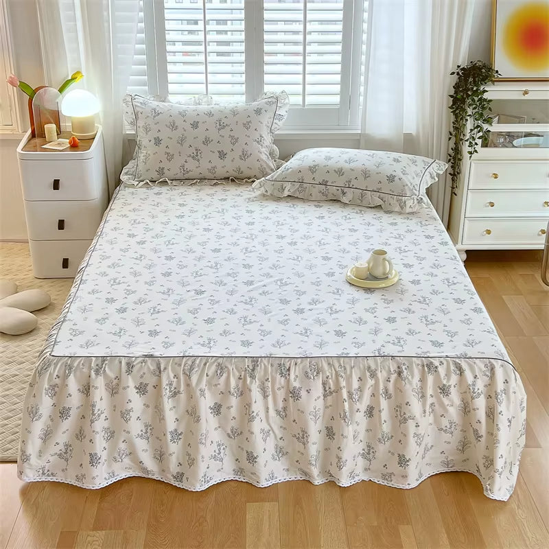 Dainty Swan Pure Cotton Bedsheet with Bed Skirt