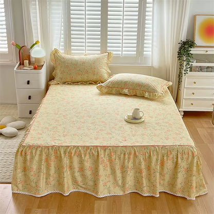 Dainty Swan Pure Cotton Bedsheet with Bed Skirt