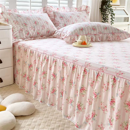 Dainty Swan Pure Cotton Bedsheet with Bed Skirt