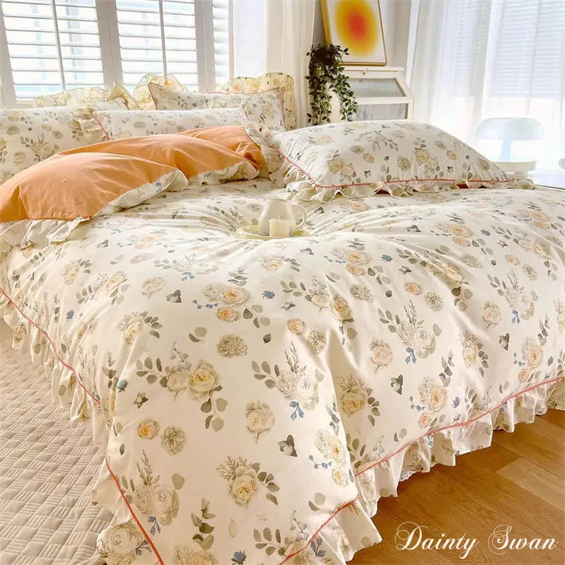 Dainty Swan Pure Cotton Duvet Cover