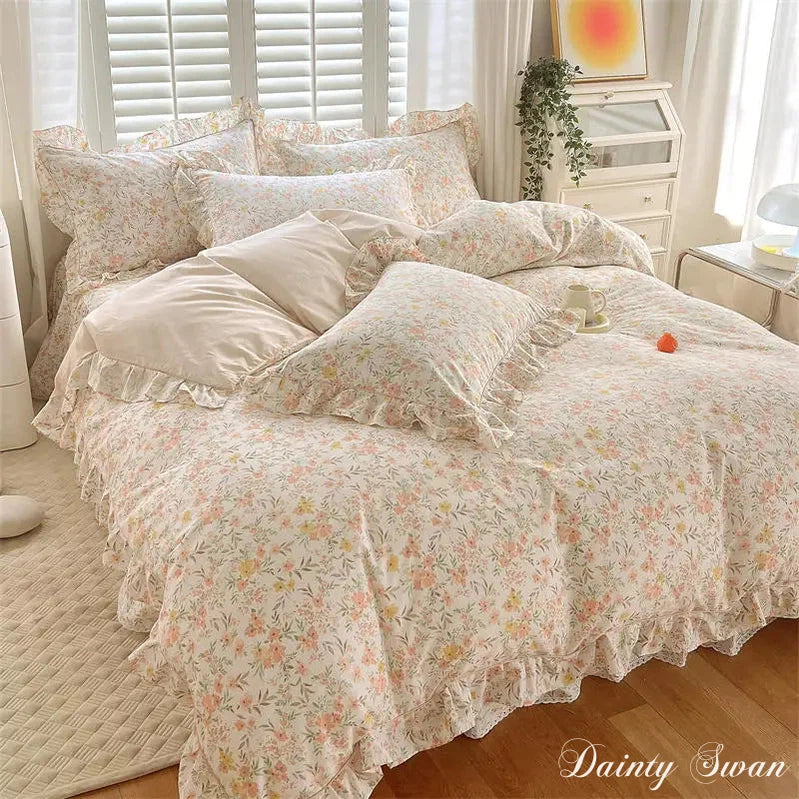 Dainty Swan Pure Cotton Duvet Cover