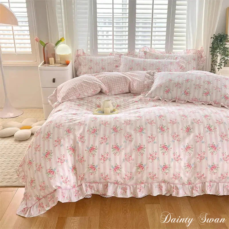 Dainty Swan Pure Cotton Duvet Cover