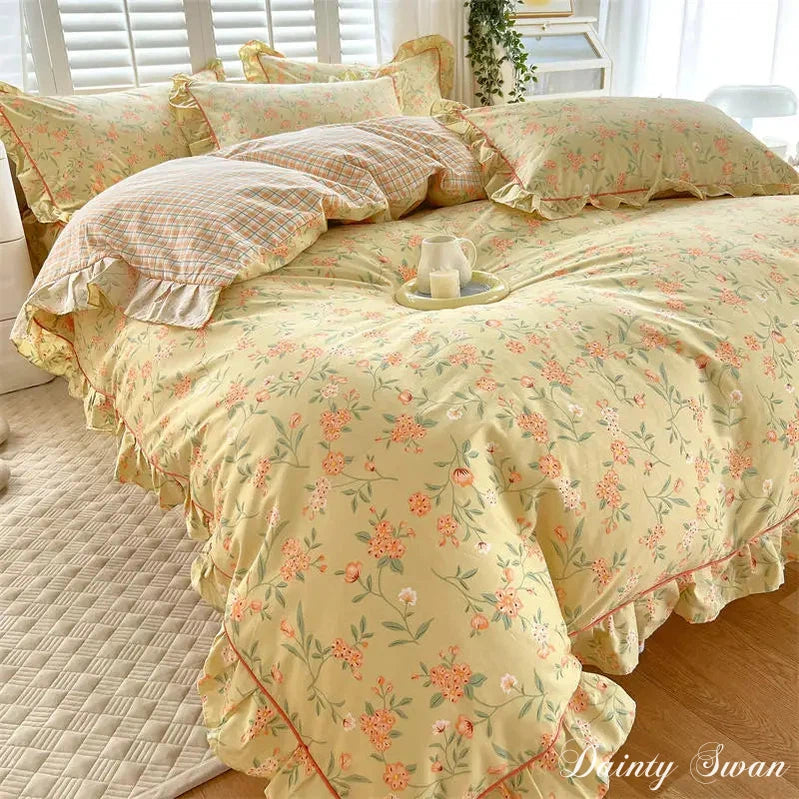 Dainty Swan Pure Cotton Duvet Cover