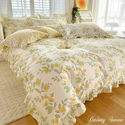 Dainty Swan Pure Cotton Duvet Cover