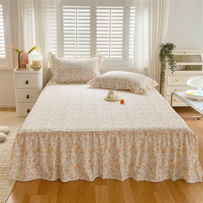 Dainty Swan Pure Cotton Bedsheet with Bed Skirt