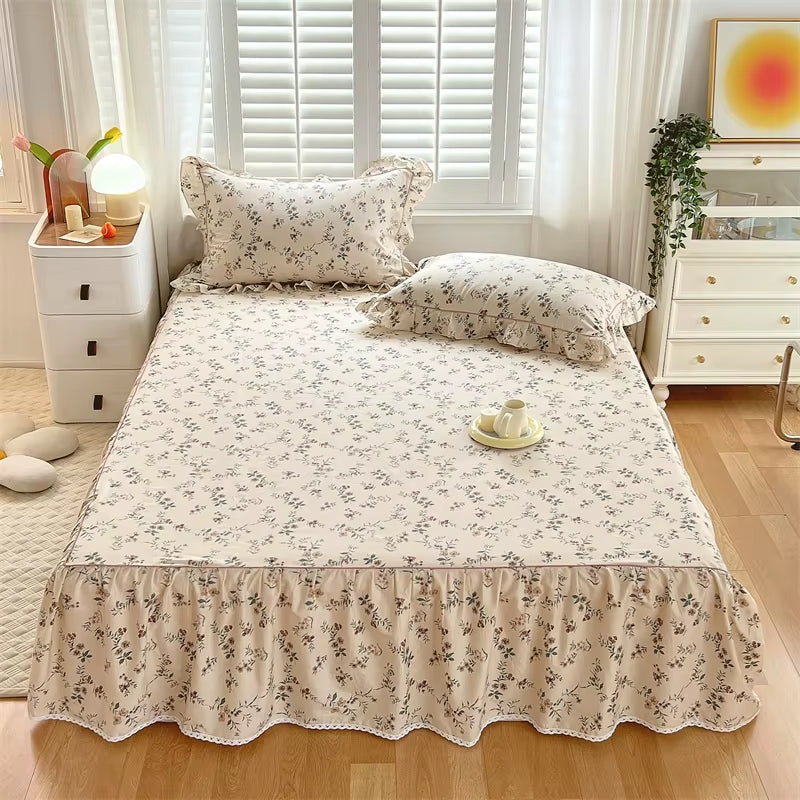 Dainty Swan Pure Cotton Bedsheet with Bed Skirt